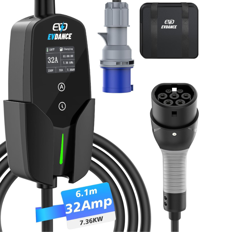 EVDANCE 32A Type 2 EV Charger  - огляд і ціна Portable Ev Charger 32A Type 2 Cee Plug