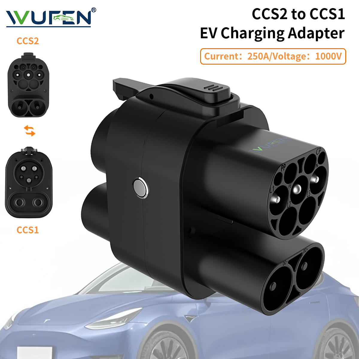 WUFEN CCS2 to CCS1 Adapter AC  - огляд і ціна Ccs2 To Ccs1 Fast Charge Adapter 250Kw