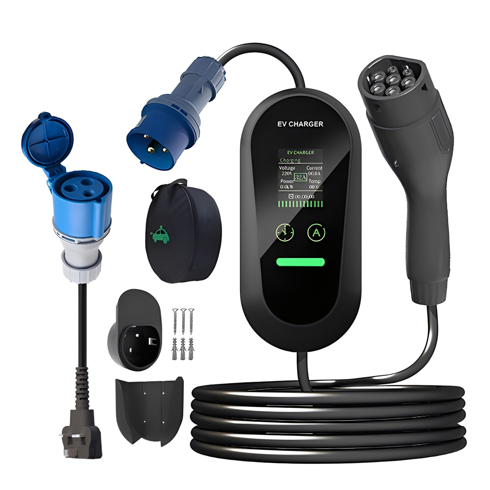 Type2 Portable EV Charger 7KW  - огляд і ціна Portable Ev Charger 32A Type 2 Cee Plug